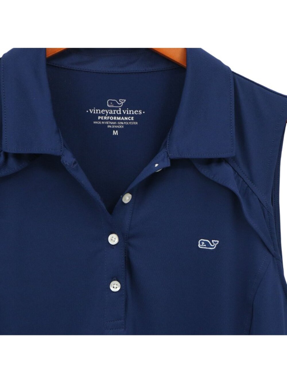 Vineyard Vines Performance Sleeveless Ruffled Navy Blue Golf Polo Shirt M - Picture 2 of 3